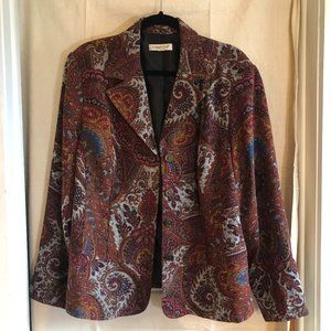 Coldwater Creek Sz 18 Colorful Paisley Blazer Jacket